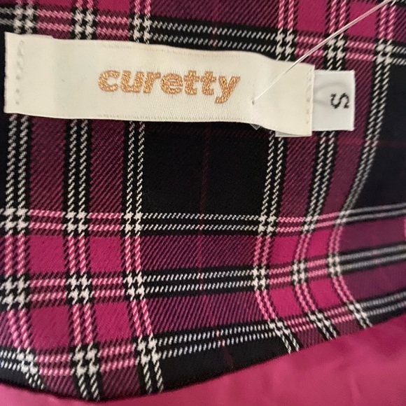 Curetty Pink Plaid Lace Up Dark Academia Skirt - Picture 6 of 8